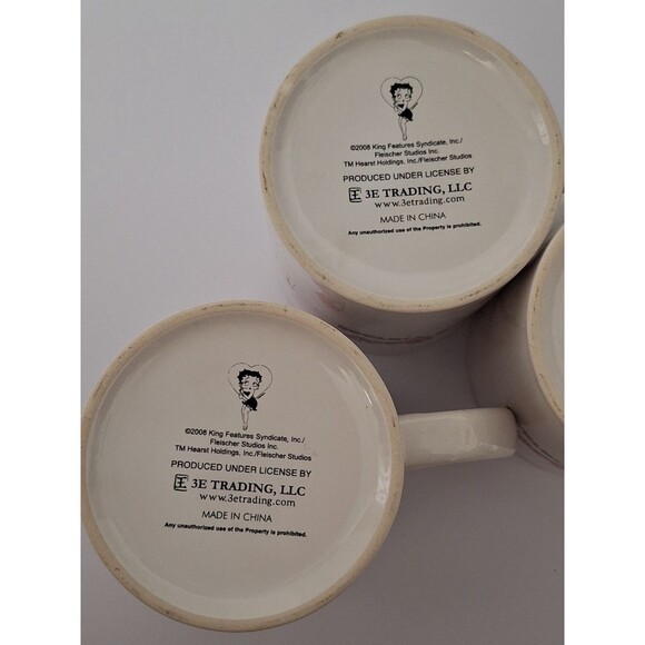 Betty Boop Coffee Mugs 2008 Kings Feature Syndicate SET of 3 Excellent Condition - Picture 10 of 10